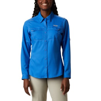 Columbia PFG Lo Drag Long Sleeve, Camisa Azules Para Mujer | 295784-IVN